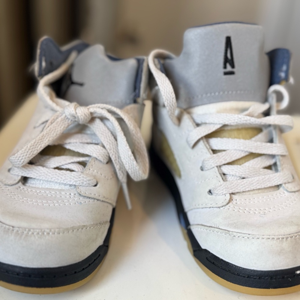 Jordan Cream and Gray Sneakers with Suede Finish